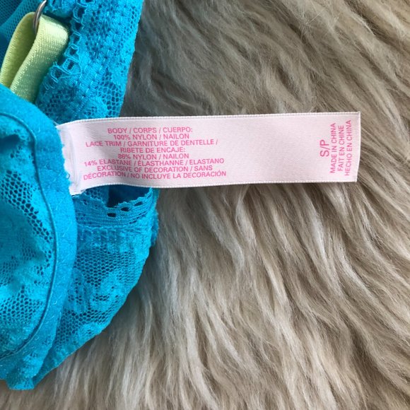 NWOT Victoria's Secret Long Line Lace Bralette in Aqua Blue Size S - Picture 7 of 8